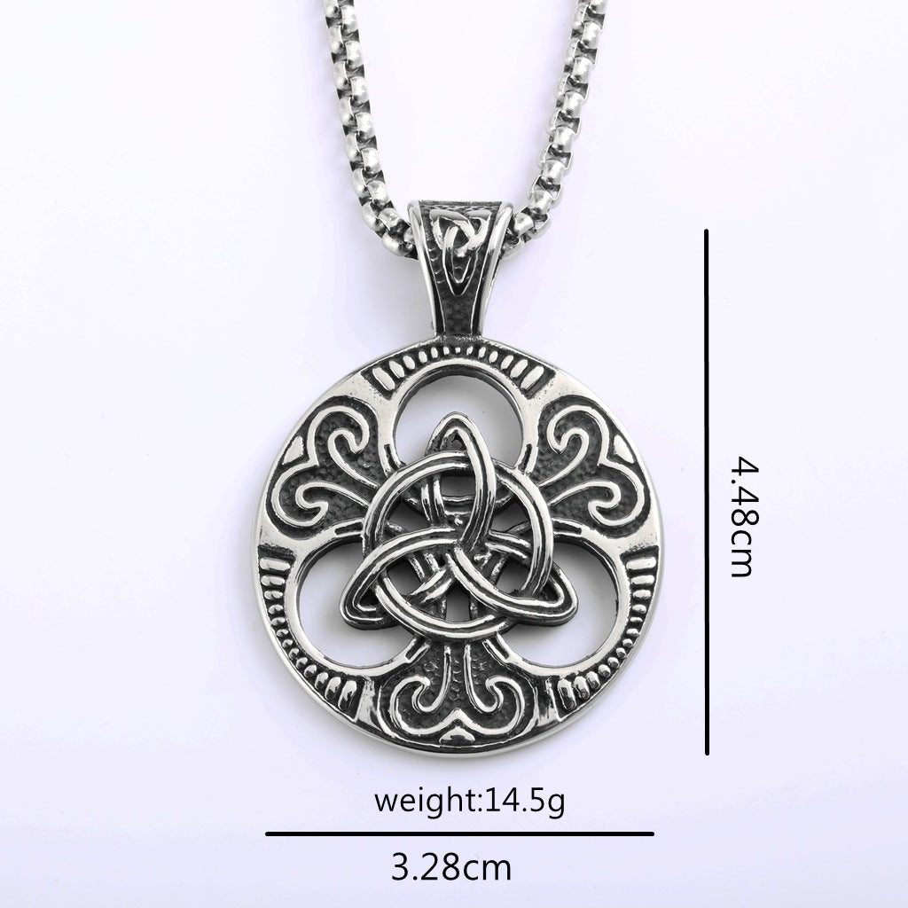 Pendentif rétro en acier inoxydable, collier à nœud celtique