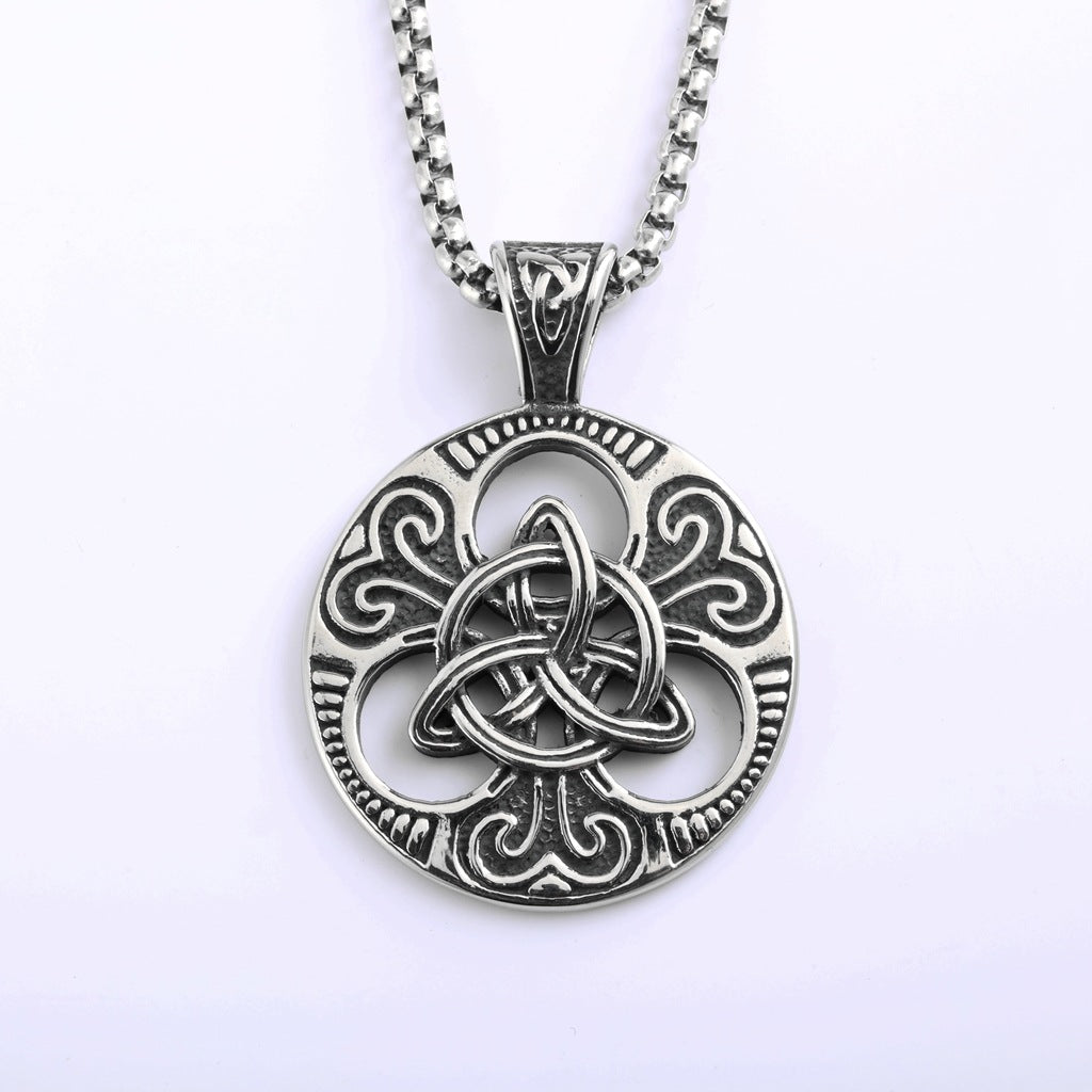 Pendentif rétro en acier inoxydable, collier à nœud celtique